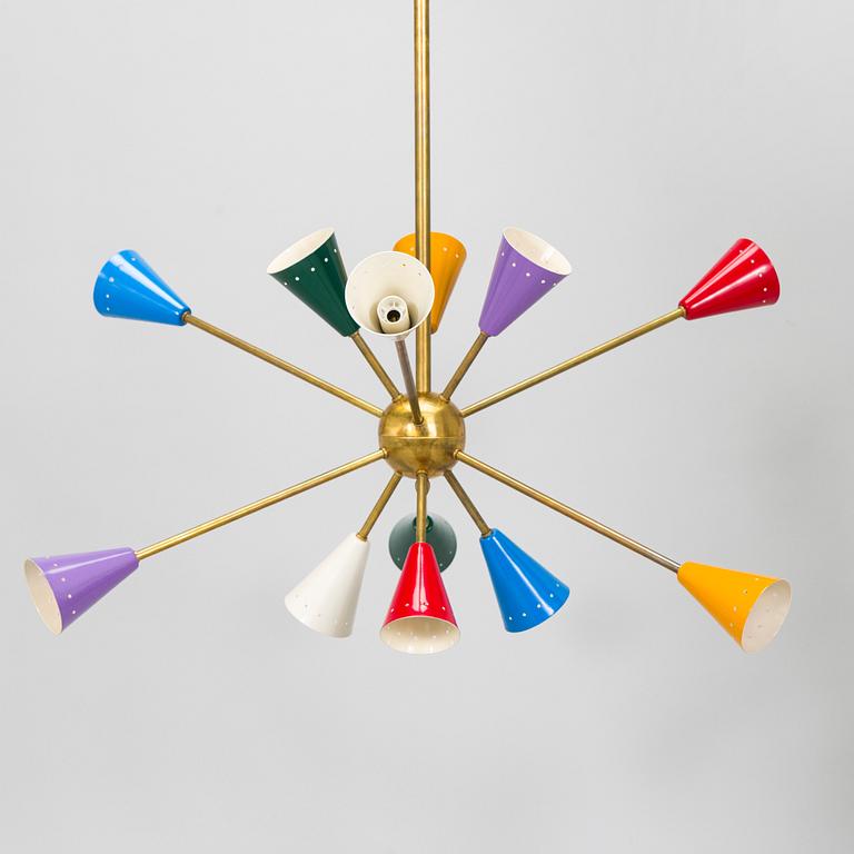 A contemporary sputnik model ceiling light, Luci, Italy.