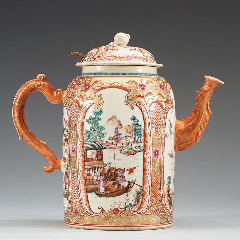 A famille rose teapot with cover, Qing dynasty, Qianlong (1736-95).