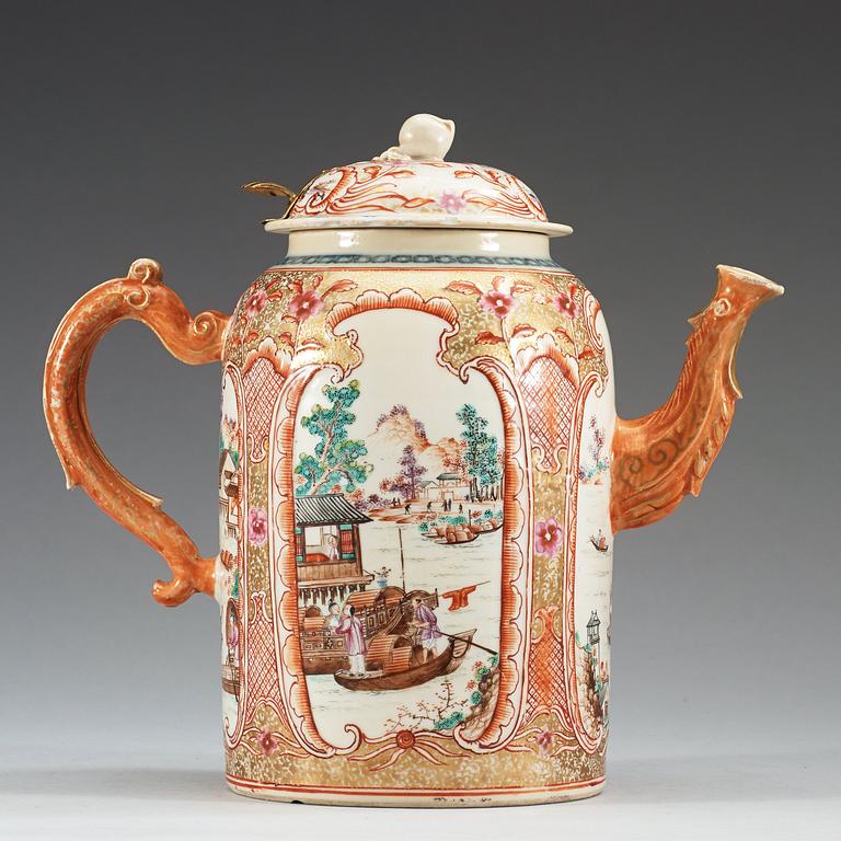 KAFFEKANNA med LOCK, kompaniporslin. Qing dynastin, Qianlong (1736-95).