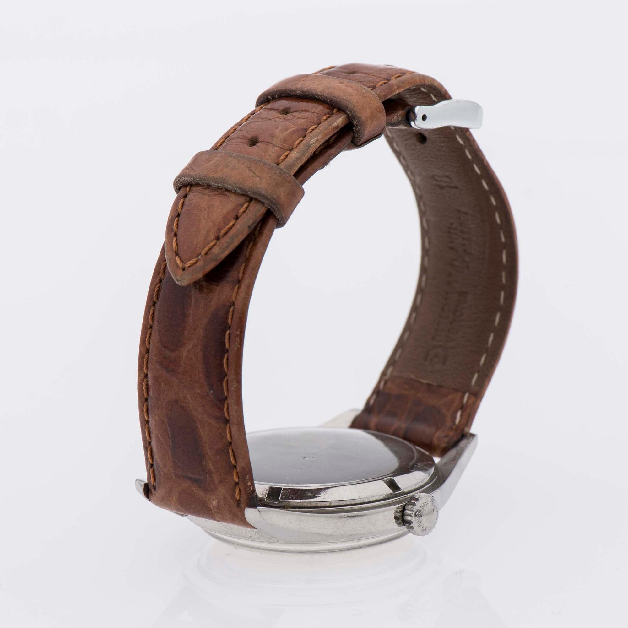 ARMBANDSUR, herr, Longines, stål, läderarmband.