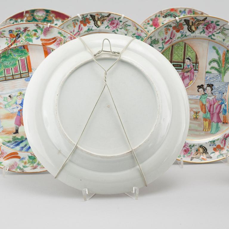 A set of ten different Chinese Kanton porcelain plates, 19th century.