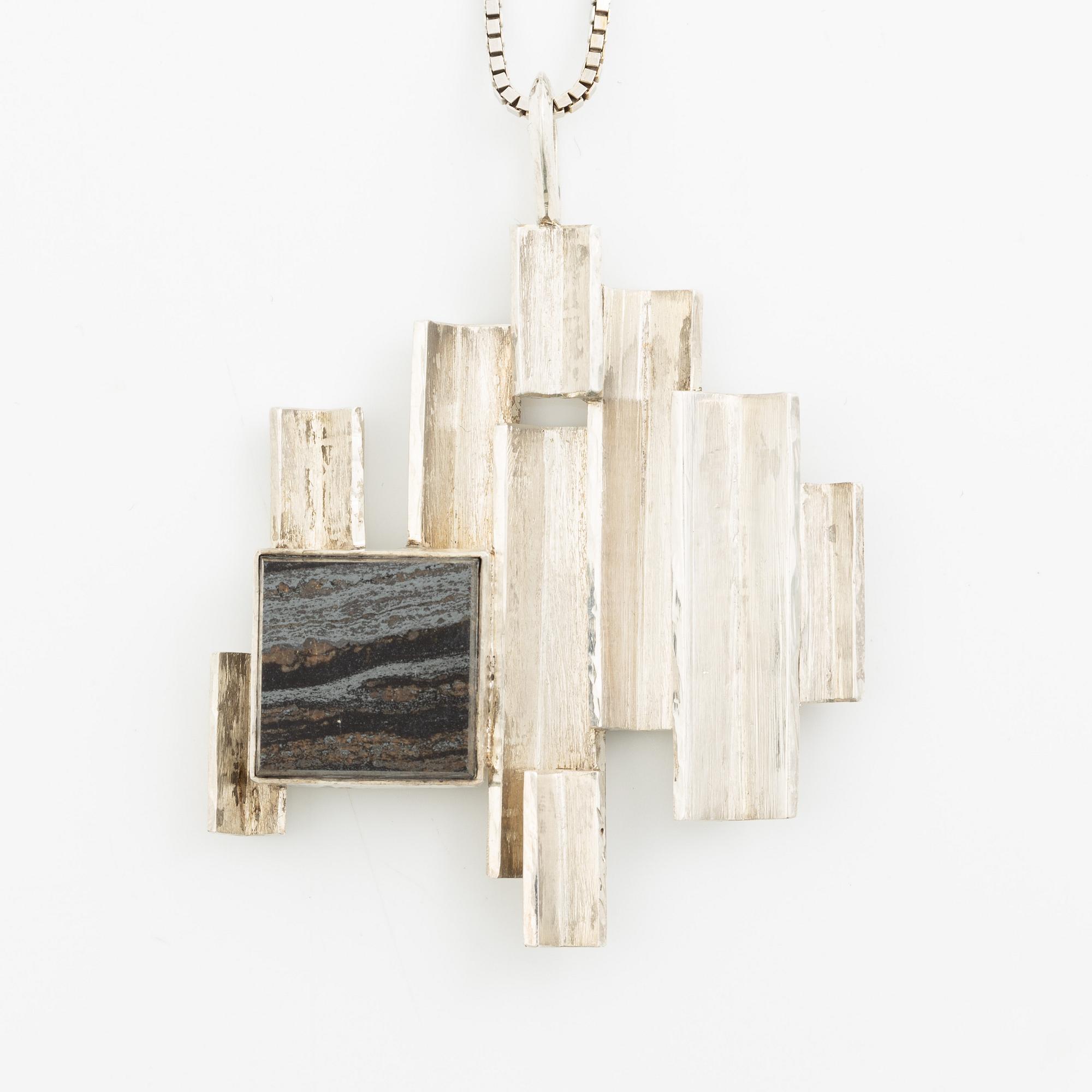 Atelier Borgila, pendant, sterling silver with ore, Stockholm 1979.
