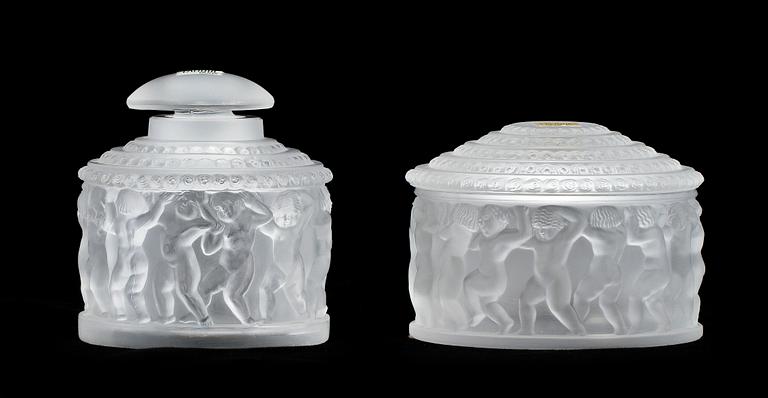 LOCKASK samt FLAKONG, glas, Lalique, sign "Lalique France".