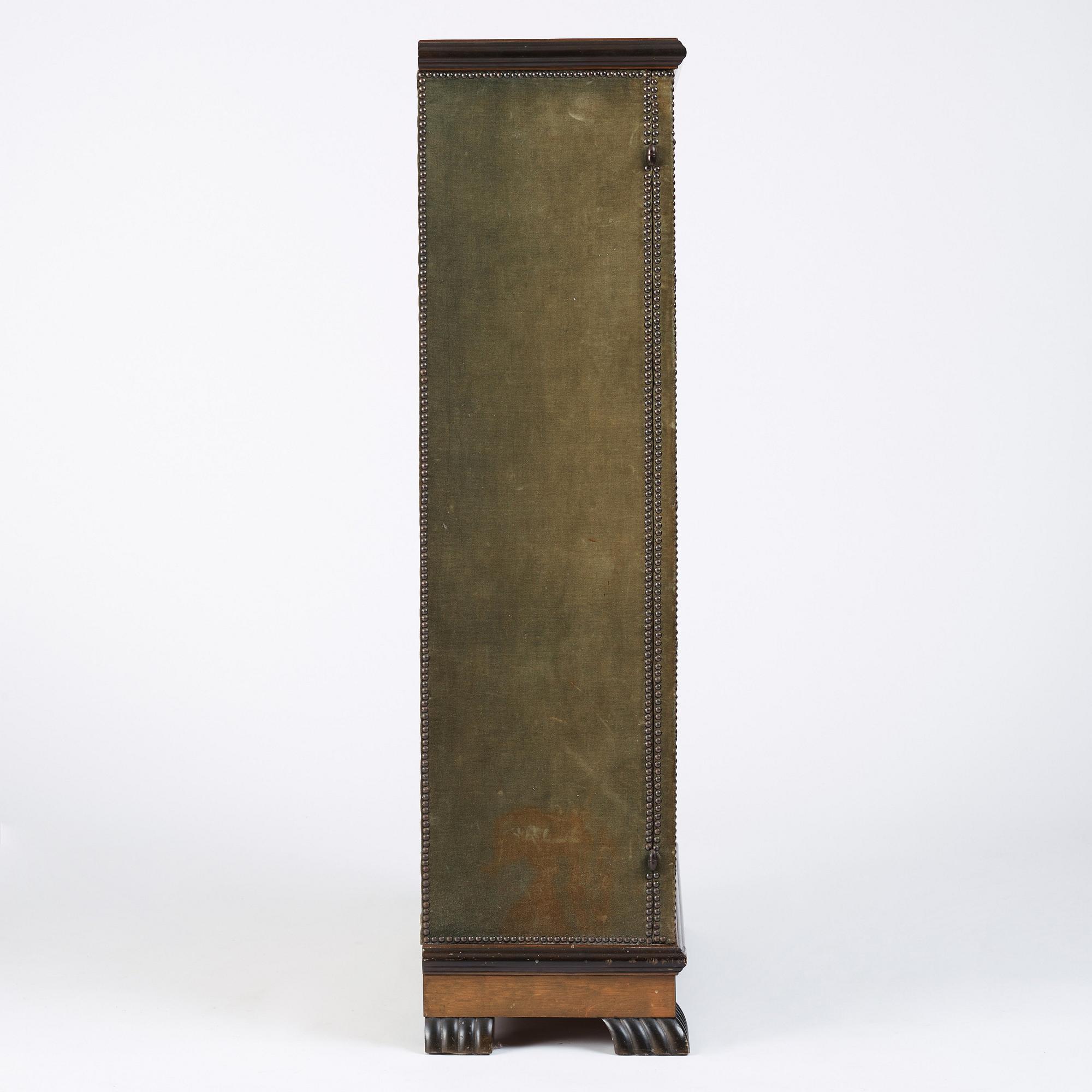 Otto Schulz, a velvet covered Swedish Modern cabinet, Sweden, late 1920s.