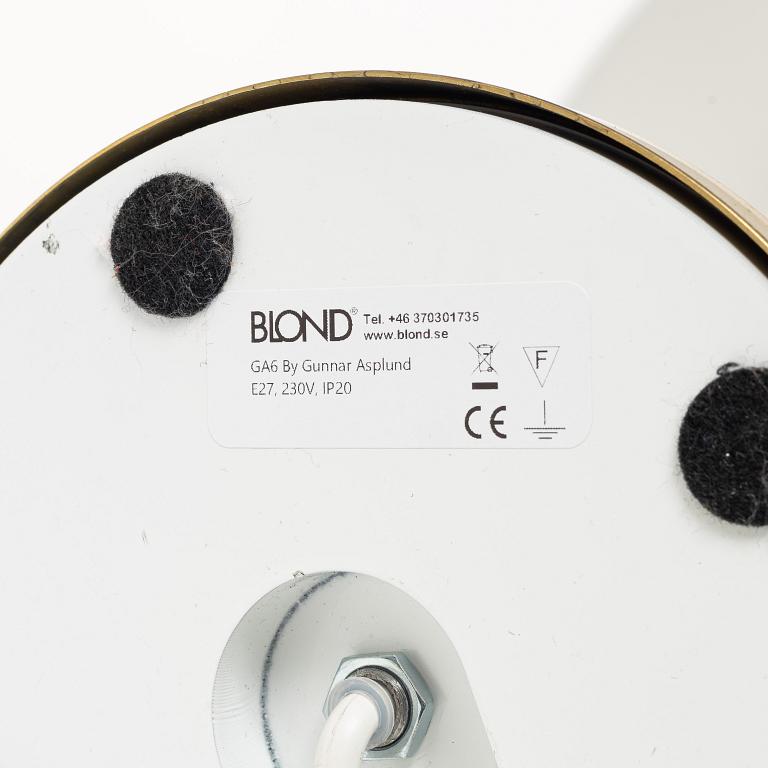 Gunnar Asplund, a 'GA6' table lamp, Blond belysning Ab, Sweden, 21st century.