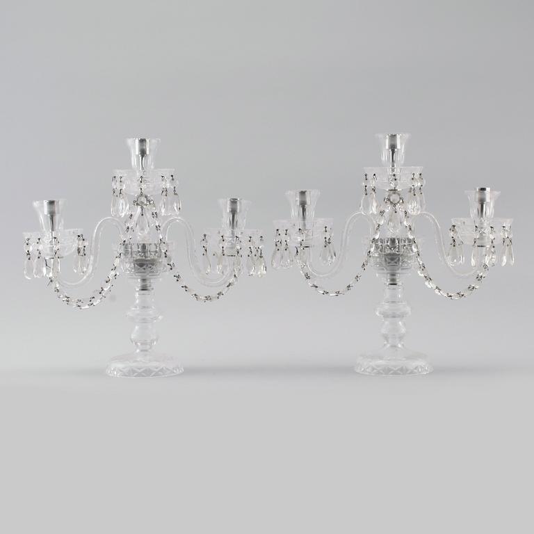 KANDELABRAR, 1 par, glas, 1900-talets mitt.