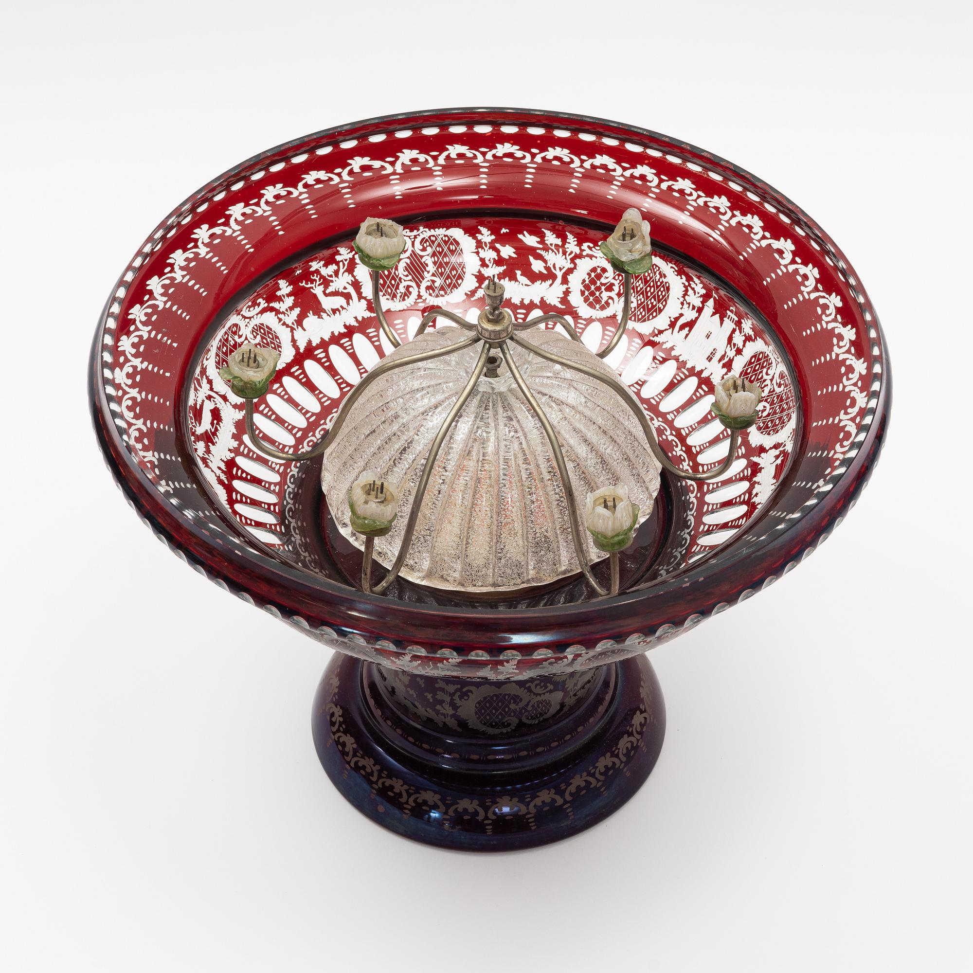Fountain, Bohemian glass, mid-19th century.