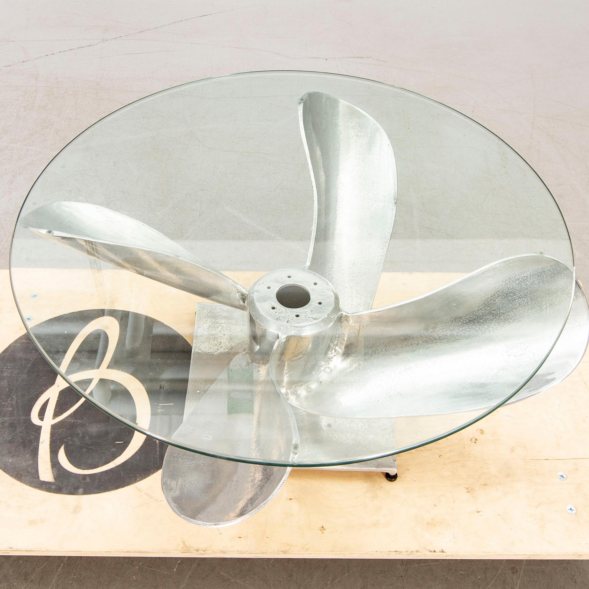 A 21st century aluminium coffee table.