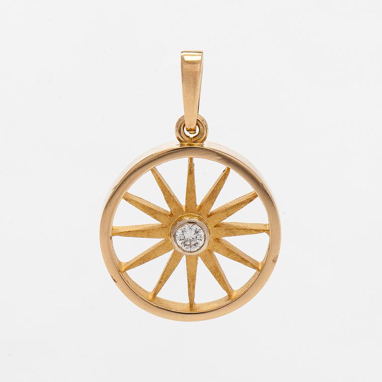 Hänge, briljantslipad diamant, 18K guld, A. Tillander.