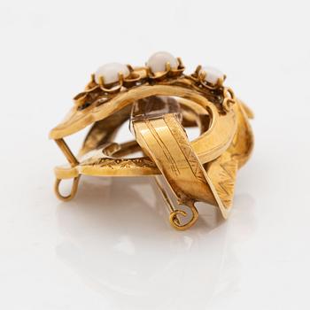 Brosch/hänge med odlade halvpärlor, Gustav Dahlgren, Malmö, 1860.