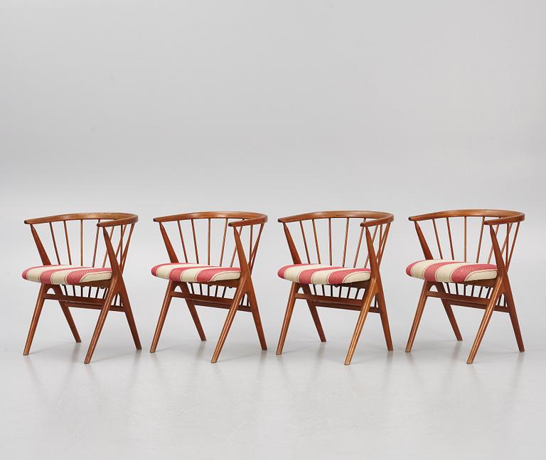 Helge Sibast, 4 armchairs, "No 8", Denmark, second half of the 20th century.