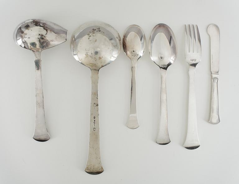 BESTICKSERVIS, 76 delar, sterlingsilver, Hans Hansen, Danmark, bland annat 1934. Vikt ca 2467g.