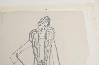 MAX GOLDSTEIN, dräktskisser, ca 80 st, delvis sign o dat.