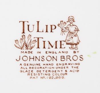 MAT- och TESERVISDELAR 24 delar, porslin, "Tulip Time" Johnson & Bros, England.