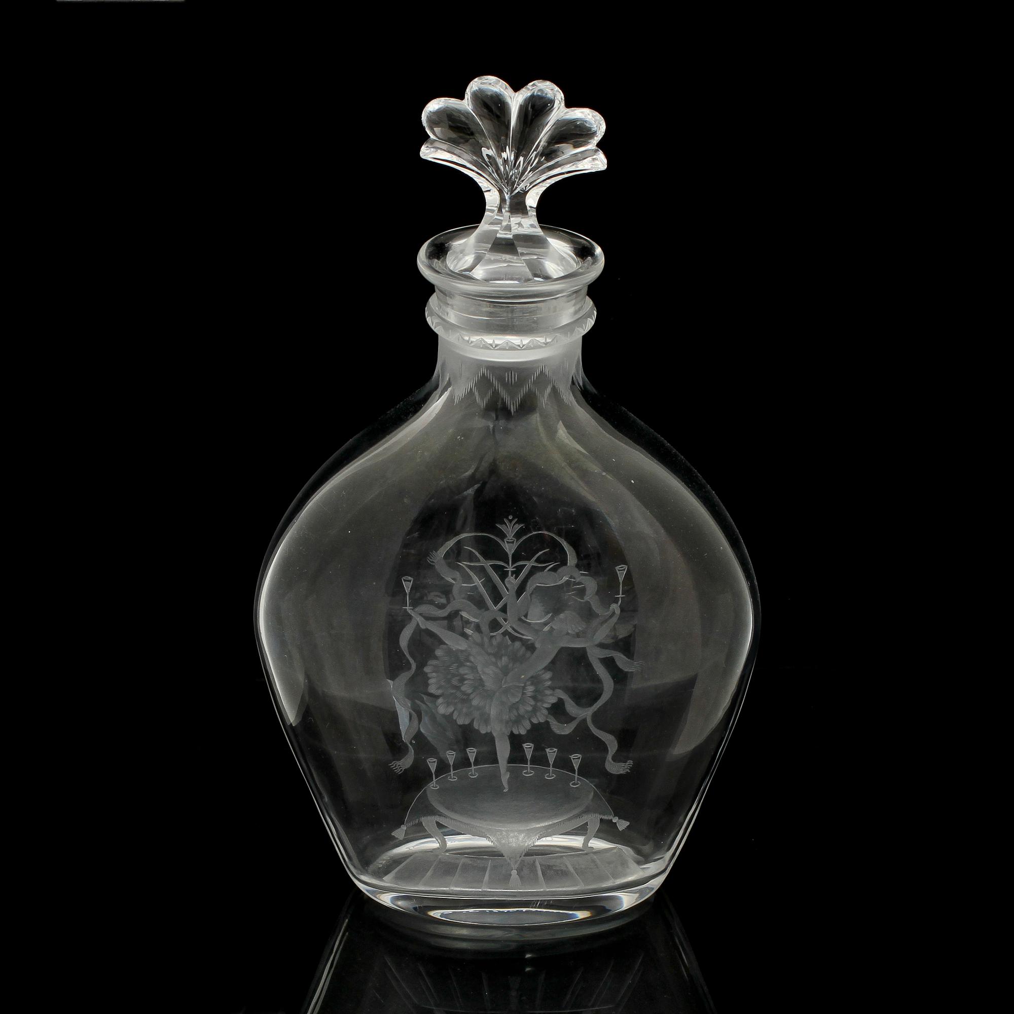 SIMON GATE, karaff med propp, Orrefors, 1926.