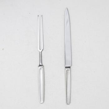 Tias Eckhoff, a pair of sterling silver carving utensils, 'Cypress', Georg Jensen, Denmark.