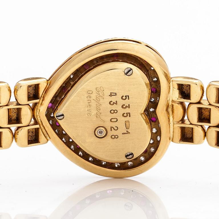 Chopard, armbandsur, hjärta, 18K guld med diamanter och rubiner, 22,5 mm.