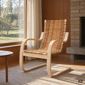 Alvar Aalto, fåtölj, modell 406, Artek, 1900-talets andra hälft.
