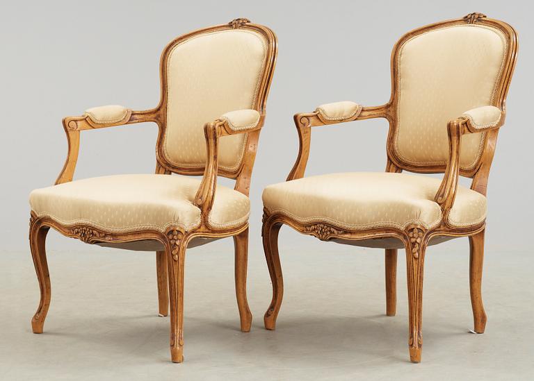 SOFFGRUPP, 3 delar, rokokostil, 1800-tal.