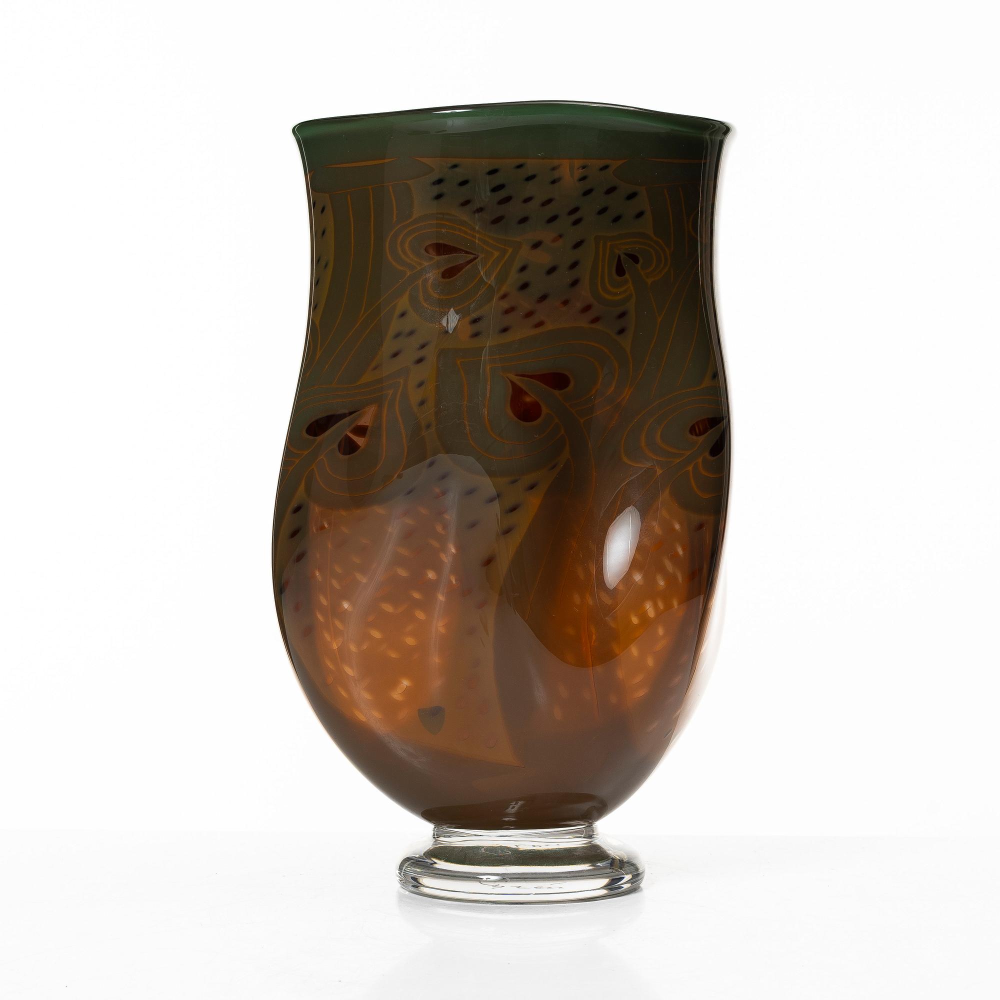 Gunnar Cyrén, vase, Graal, Orrefors 1989.