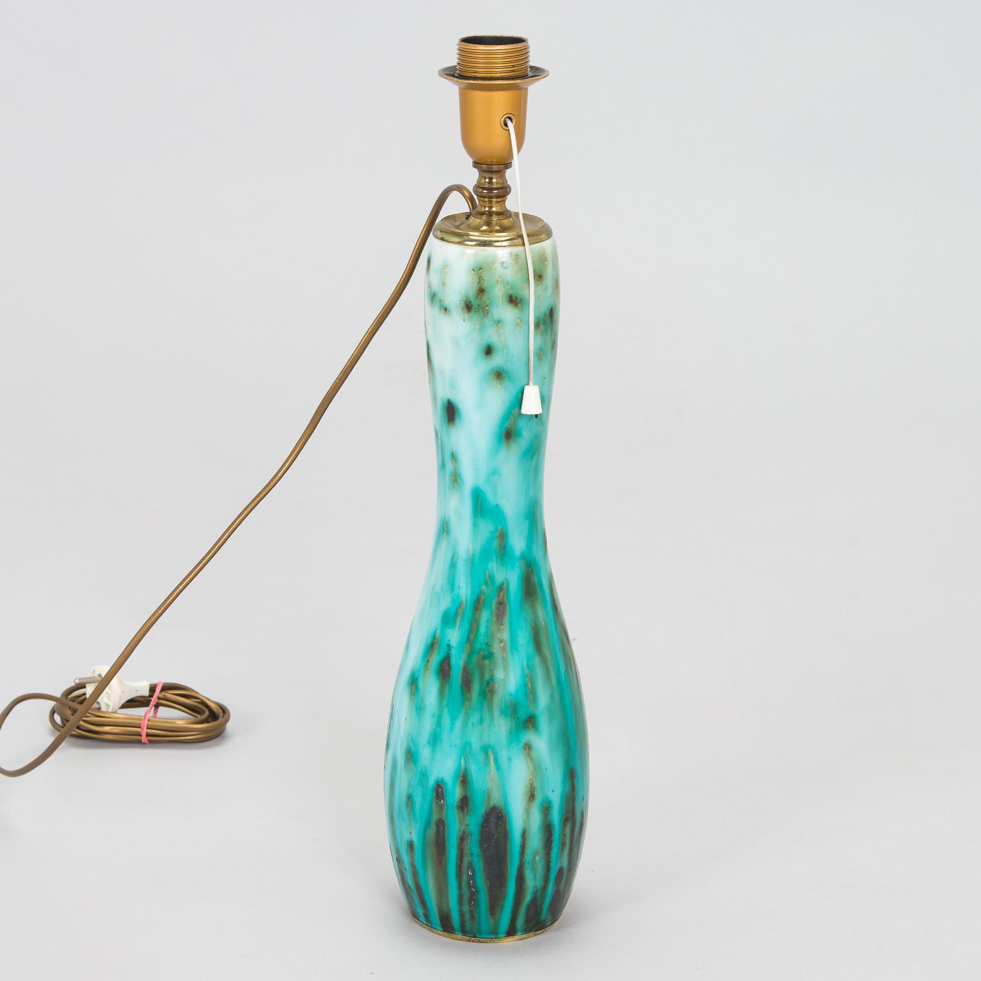 Friedl Holzer-Kjellberg, a ceramic tablelamp, signed Arabia -F.H.Kj.-.