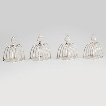 TOASTRACK, fyra stycken, silver, Barker Brothers Birgmingham 1936.