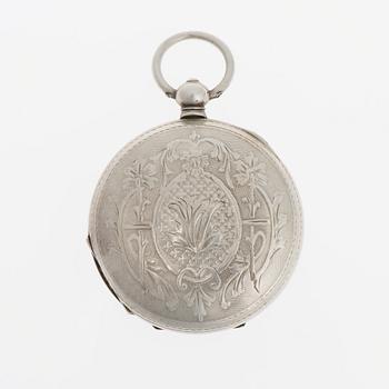 FICKUR, Jaques, silver, 1800-tal. Nyckeln medföljer.