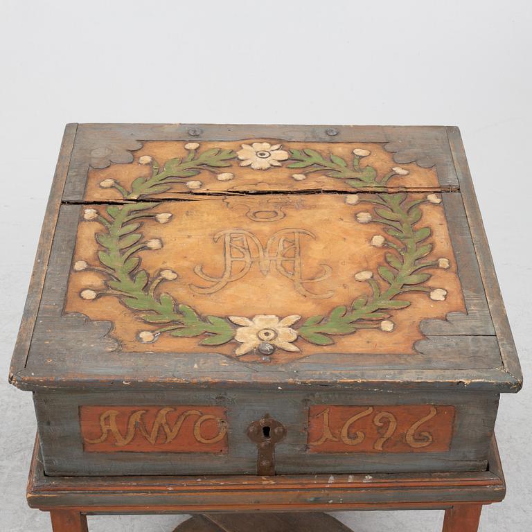 Nattlåda, allmoge, 1600-/1700-tal, daterad 1693.