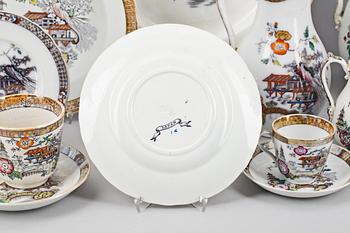 SERVISDELAR, 156 st, flintgods, "Japan", Rörstrand 1900-talets början.