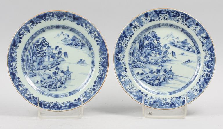 TALLRIKAR, 5 st, porslin, Qianlong, Kina, 1700-tal.