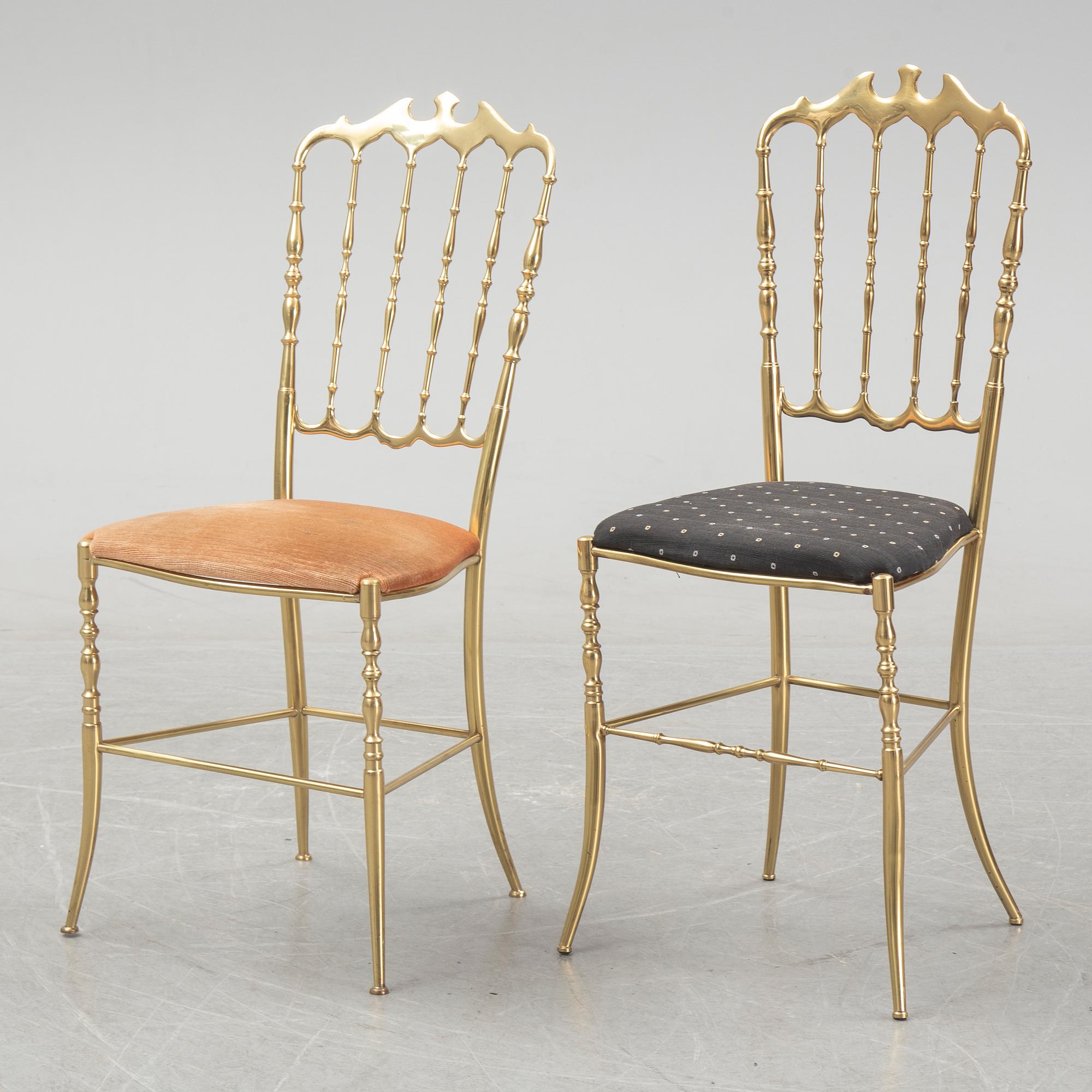 A set of six brass chairs 'Chiavari' model, Italy.