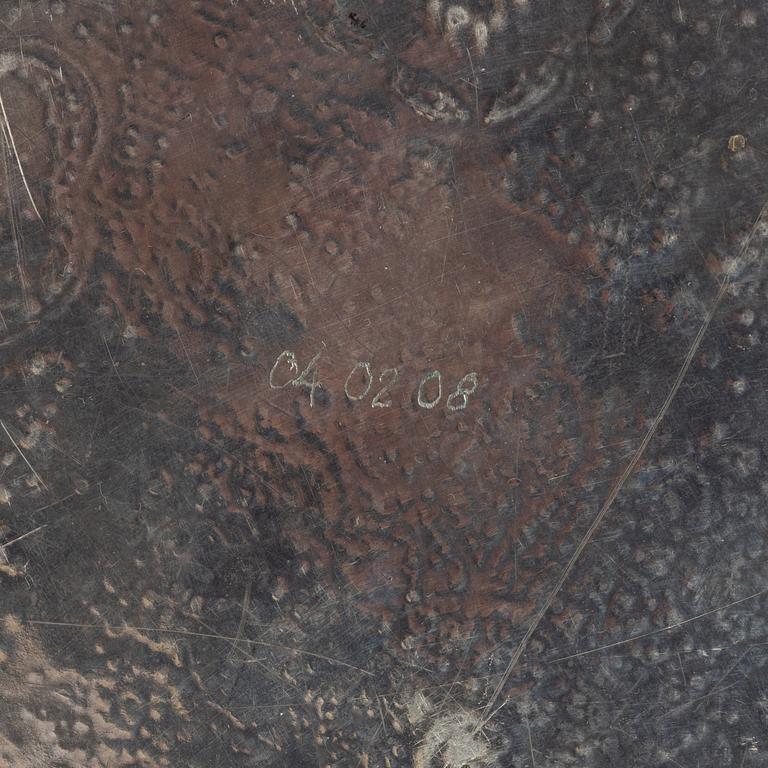 A Persian silver tray, 12 small spoons and six coasters, first part of the 1900s.