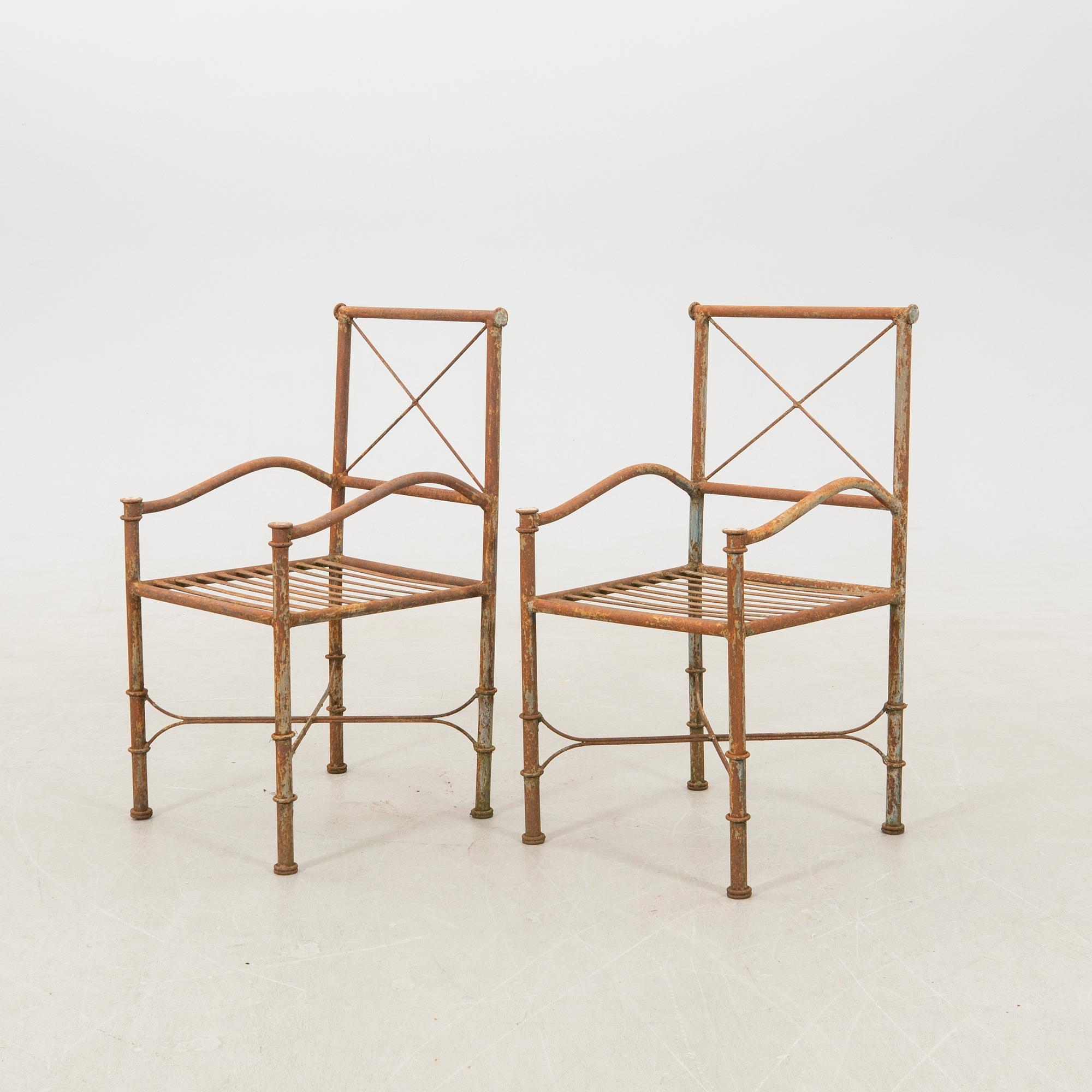 Garden armchairs, a pair from the first half of the 20th century.