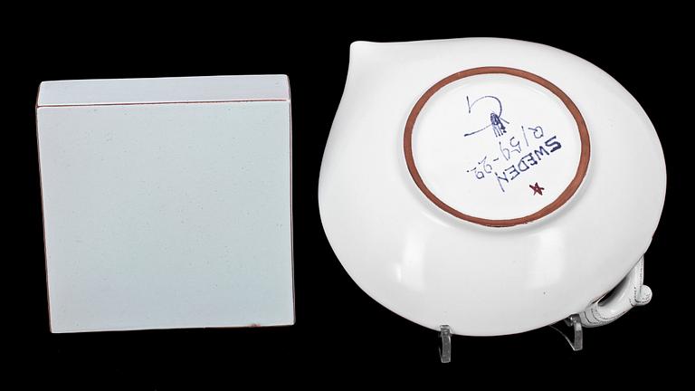 SKÅLFAT OCH OBJEKT, fajans, Stig Lindberg, Gustavsberg, 1940- resp 1950-tal.