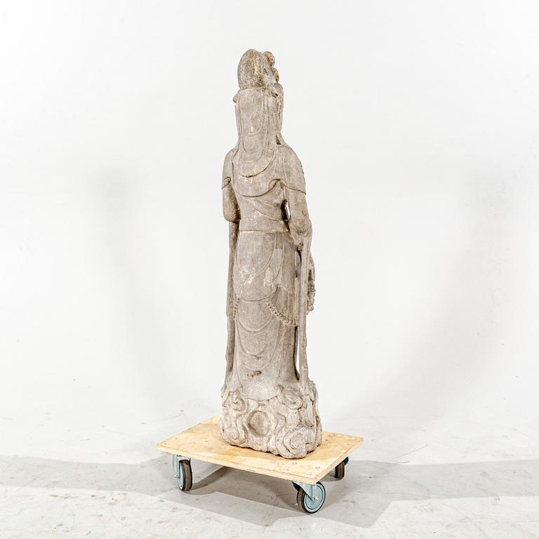 A stone sculpture of Boddhisattva, 20th Century.