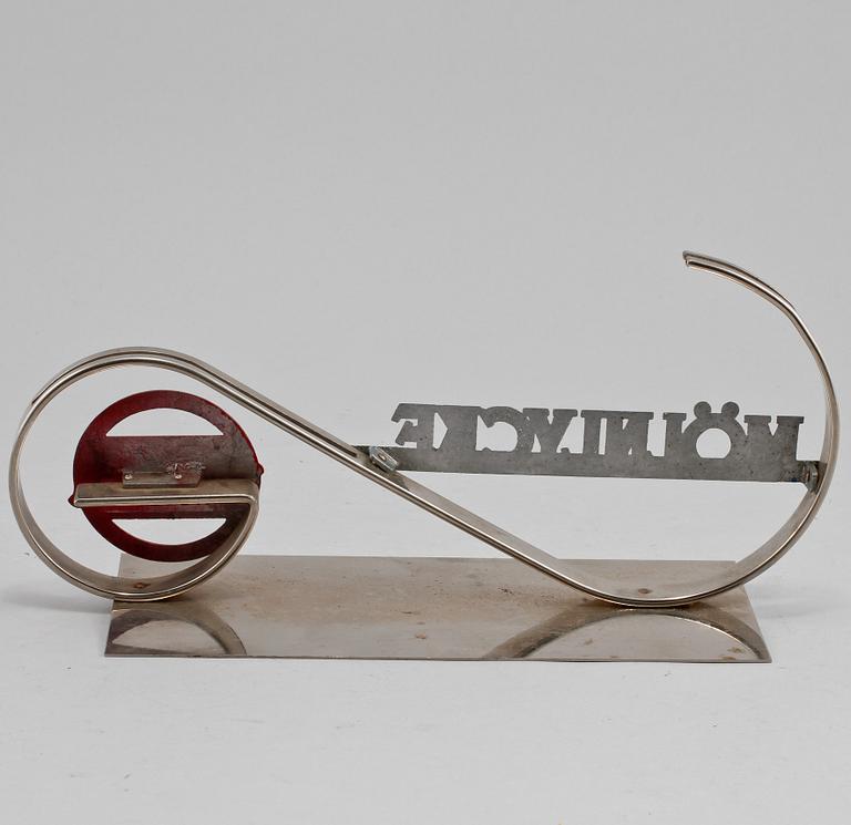 REKLAMSKYLT, metall, omkring 1900-talets mitt.