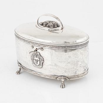 A Swedish 19th century silver sugar-casket, mark of Anders Emanuel Blomquist, Vadstena 1825.