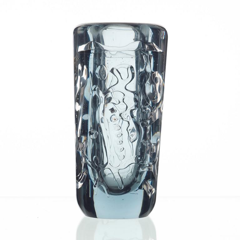 Vicke Lindstrand, a unique 'Petroglyph' glass vase, Kosta 1950's-60's.