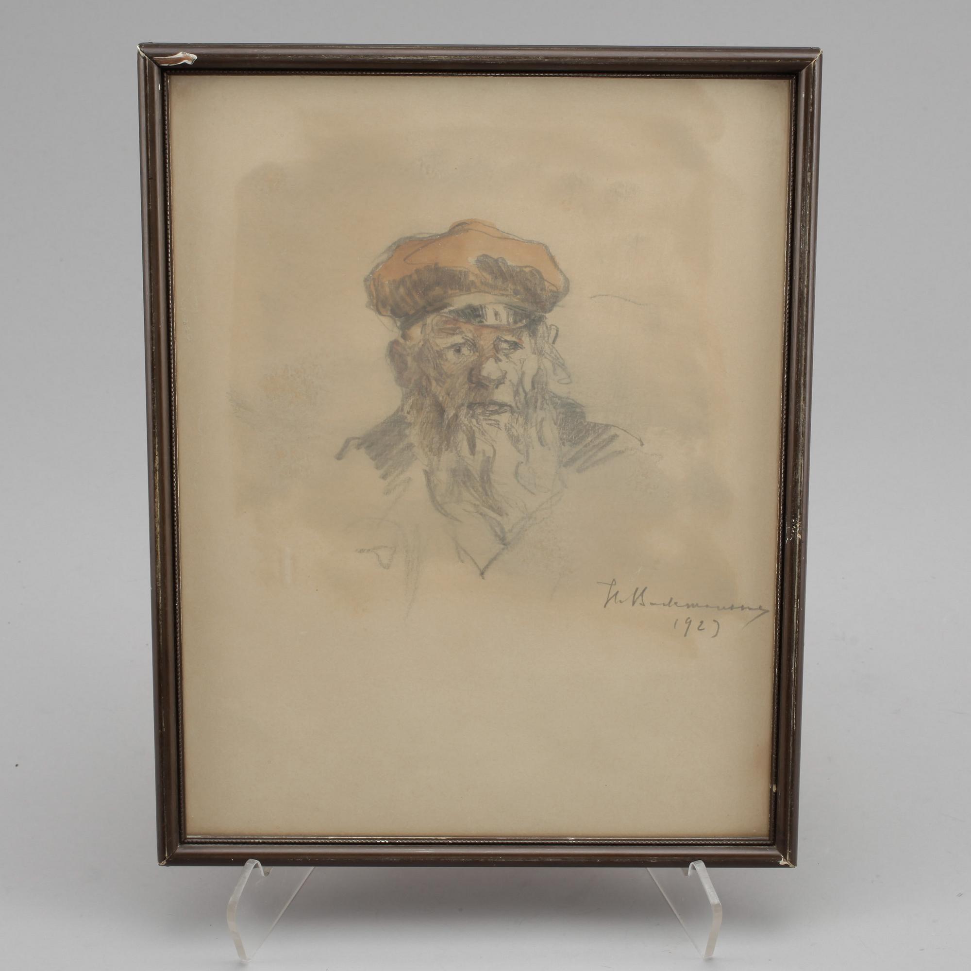 HUGO BACKMANSSON, teckning, signerad och daterad 1929.