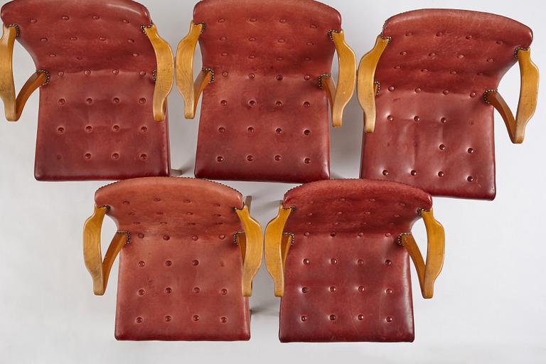 Axel Larsson, karmstolar, fem stycken, Svenska Möbelfabrikerna Bodafors, 1961.