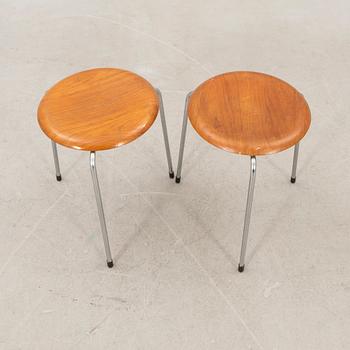 Arne Jacobsen, two stools, "Dot" for Fritz Hansen, Denmark, 1970.