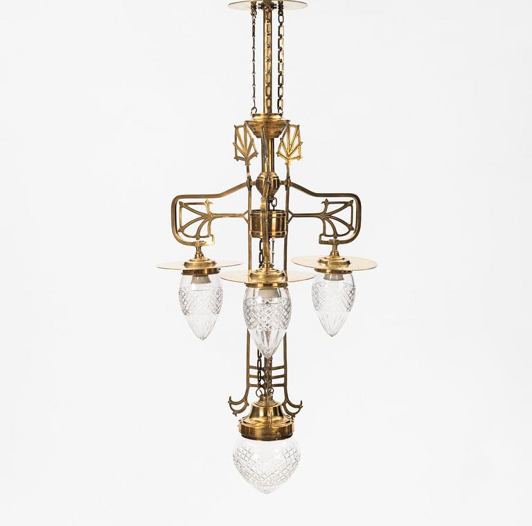 An Art Nouveau celing lamp, early 20th century.
