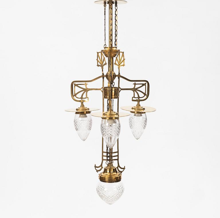 An Art Nouveau celing lamp, early 20th century.