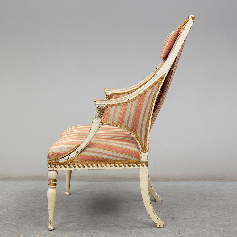 A late Gustavian armchair, attributed to Ephraim Ståhl, circa 1800.