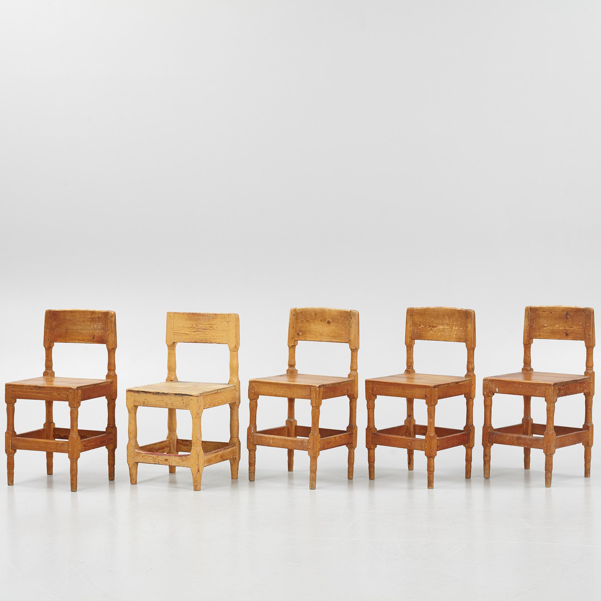 Stolar, 5 st, allmoge, 1800-tal.