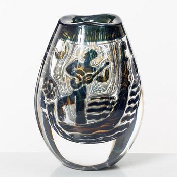 Edvin Öhrström, an Ariel glass vase "The Girl and the Gondolier", Orrefors 1959.