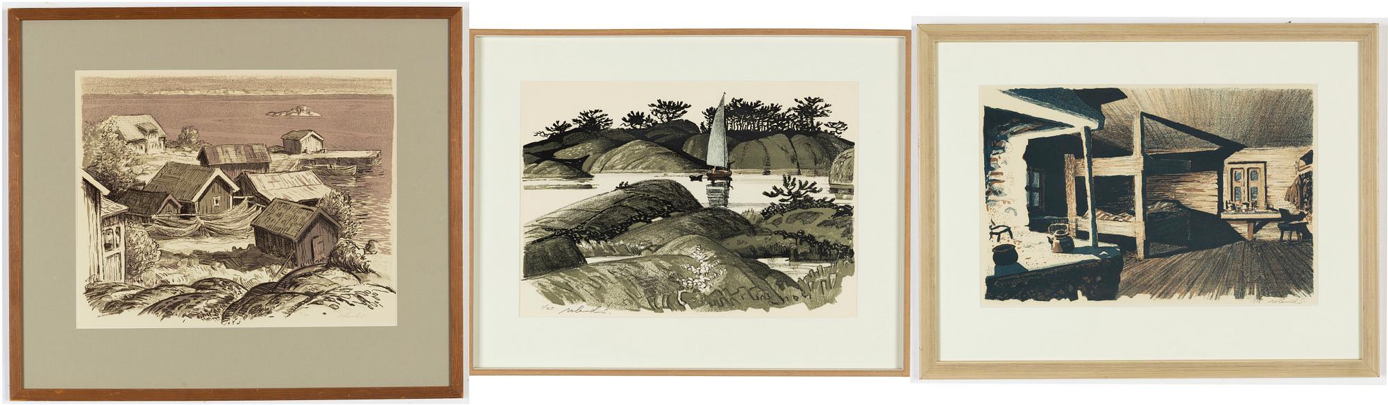 Roland Svensson, 3 litografier, signerade och numrerade.