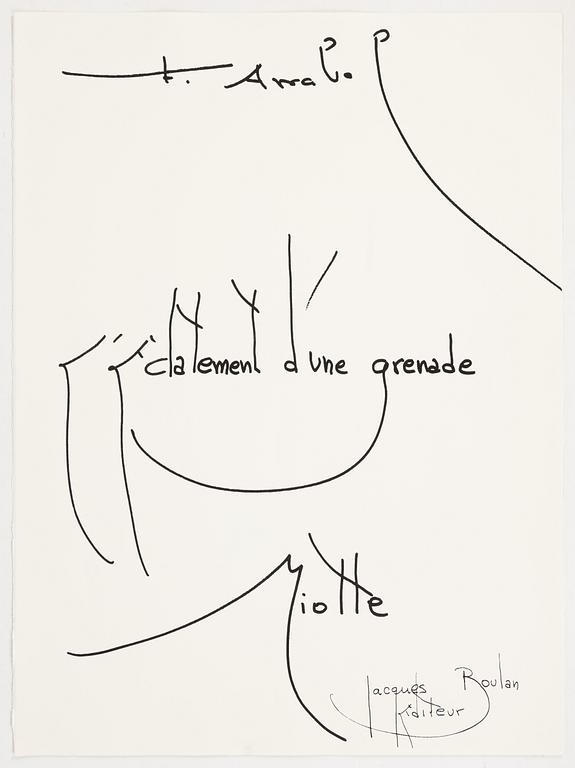 Jean Miotte, mapp med 4 färgetsningar, signerade 73/99. Omslaget är blandteknik och collage.