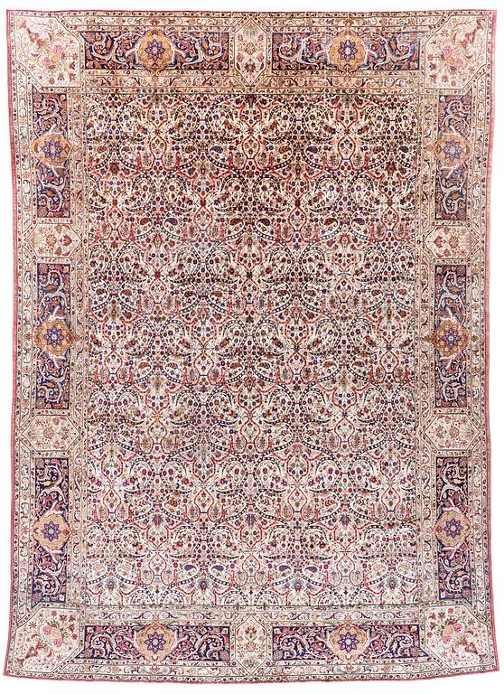 An antique silk Keshan of 'Arabesque' design, Central Persia, c. 410 x 297 cm.