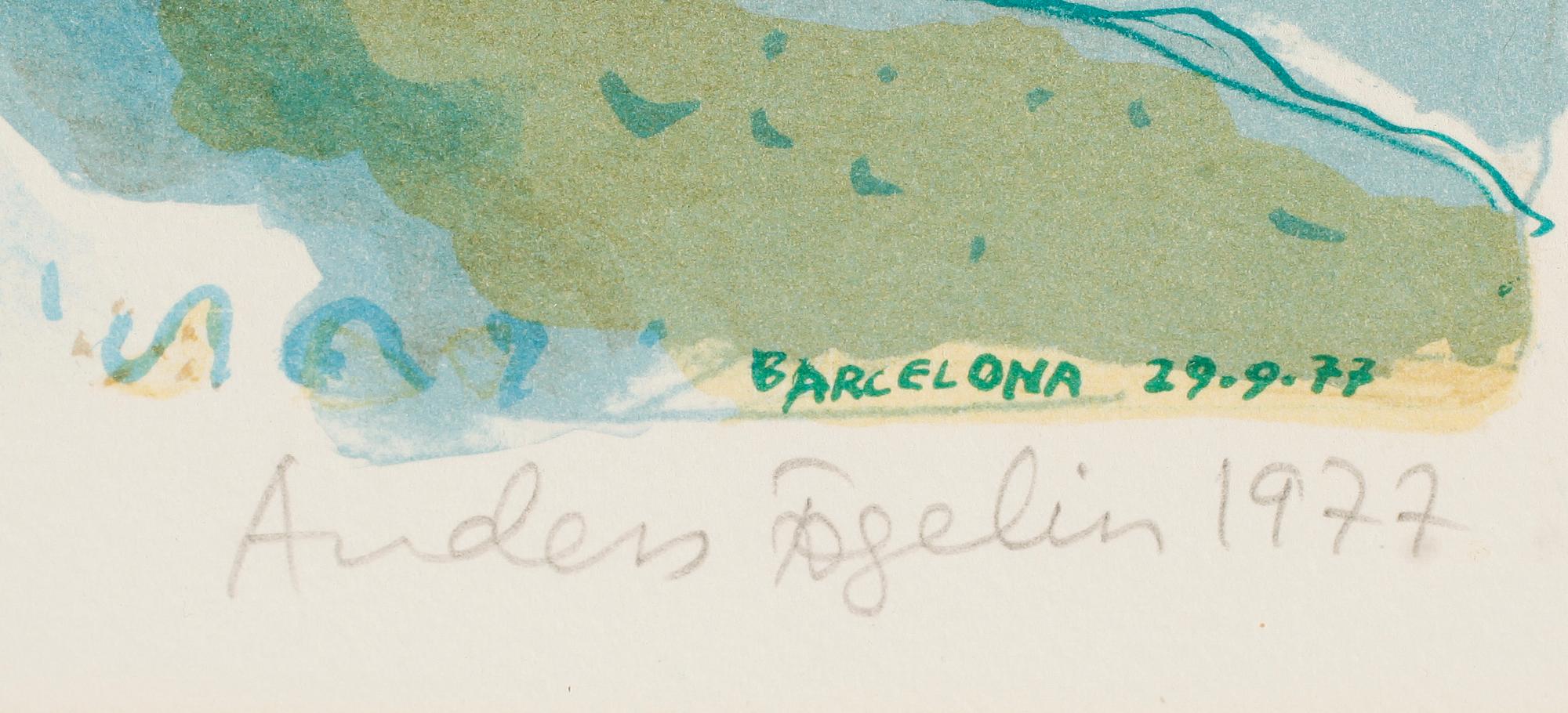 ANDERS FOGELIN, 2 st, färglitografier, signerade, daterade 1977 och numrerade 191/285.